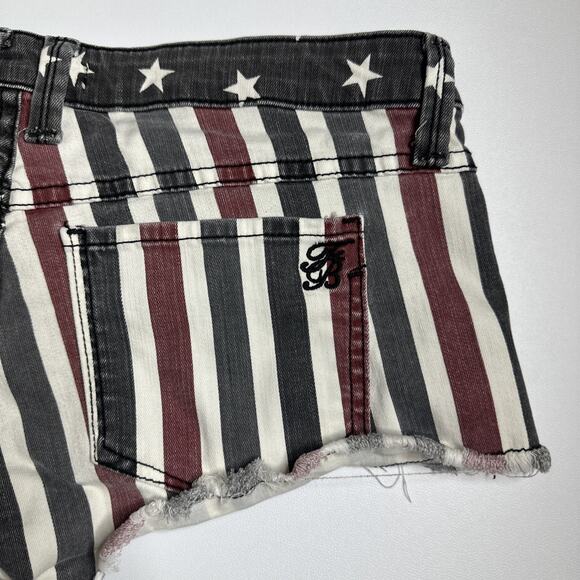 Vintage Frankie B Star Stripe Shorts 27 Low Rise Y2K USA Flag Festival Denim - Picture 9 of 12